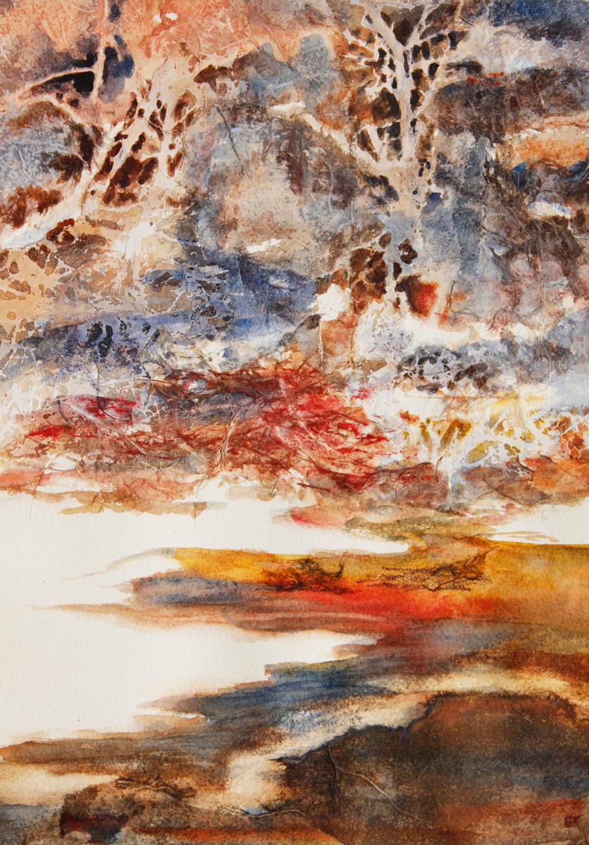 Watercolor and Asian Paper Collage // Intermediate